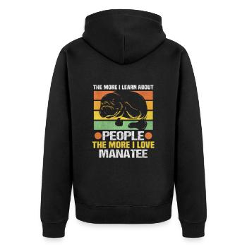 The more I love manatee Florida Seekühe - Unisex Premium Bio Zip Hoodie - Schwarz - Hinten - Nico (187cm)