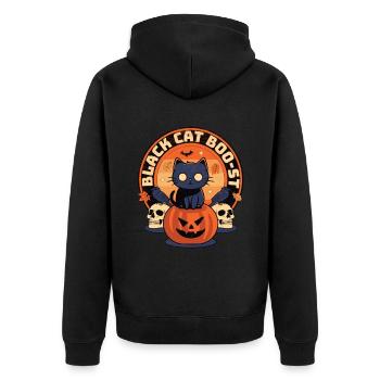 Black Cat Boo-st - Enchanting Halloween Spectacle - Unisex Premium Organic Zip Hoodie - black - Back - Nico (187cm)