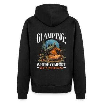 Glamping Camper Nature Camp Tent Happy Glamper - Unisex Premium Organic Zip Hoodie - black - Back - Nico (187cm)