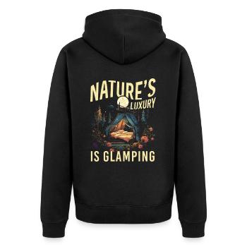 Glamping Camper Nature Camp Tent Happy Glamper - Unisex Premium Organic Zip Hoodie - black - Back - Nico (187cm)