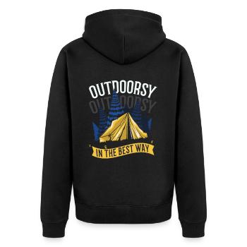 Glamping Camper Nature Camp Tent Happy Glamper - Unisex Premium Organic Zip Hoodie - black - Back - Nico (187cm)