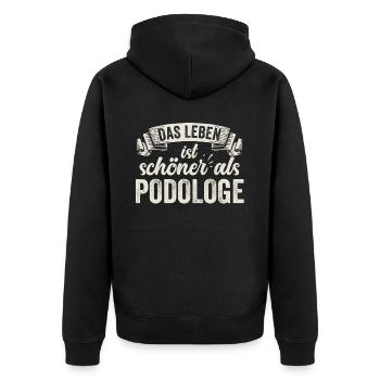 Podologe Fußpflege Nagelpflege Fußgesundheit - Unisex Premium Bio Zip Hoodie - Schwarz - Hinten - Nico (187cm)