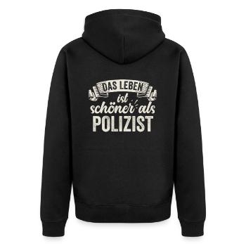 Lustige Polizist Sicherheit Verbrechen Ordnung - Unisex Premium Bio Zip Hoodie - Schwarz - Hinten - Nico (187cm)