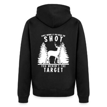 Hunters Hunter Hunting - Unisex Premium Bio Zip Hoodie - Schwarz - Hinten - Nico (187cm)