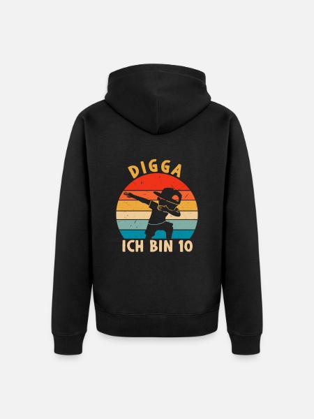 Digga Ich bin 10 - Unisex Premium Bio Zip Hoodie - Schwarz