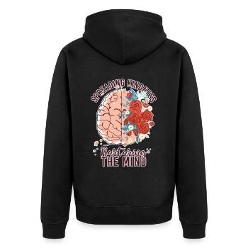 Spreading Kindness Floral Brain School Psychologis - Unisex Premium Bio Zip Hoodie - Schwarz - Hinten - Nico (187cm)