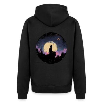 Night Sky Stargaze Enchanting Nature Graphic Lover - Unisex Premium Bio Zip Hoodie - Schwarz - Hinten - Nico (187cm)