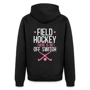 Hockey sur gazon, hockey sur gazon, il y a - Veste à capuche bio Premium Unisexe - noir - Dos - Nico (187cm)