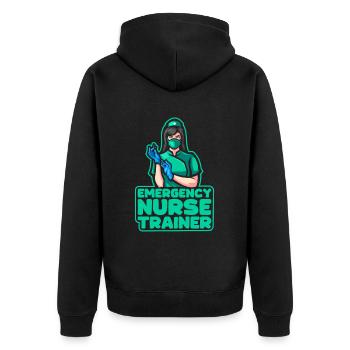 Nurse Emergency Nurse - Unisex Premium Organic Zip Hoodie - black - Back - Nico (187cm)
