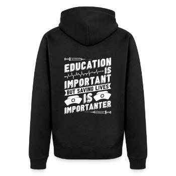 Krankenschwester Herzschlag - Unisex Premium Bio Zip Hoodie - Schwarz - Hinten - Nico (187cm)