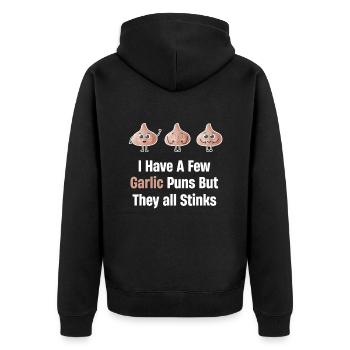 I have a few puns with garlic, but - Unisex Premium Organic Zip Hoodie - black - Back - Nico (187cm)