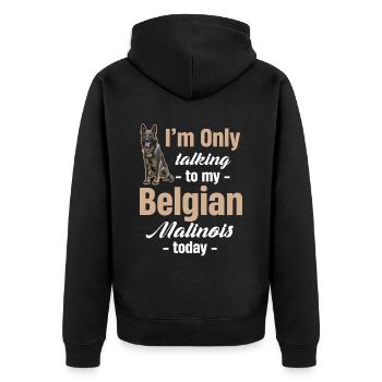 Ich Spreche Heute Nur Mit Meinem Belgischen - Unisex Premium Bio Zip Hoodie - Schwarz - Hinten - Nico (187cm)