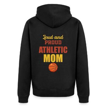 Laute Und Stolze Athletische Mutter Sportspieler - Unisex Premium Bio Zip Hoodie - Schwarz - Hinten - Nico (187cm)