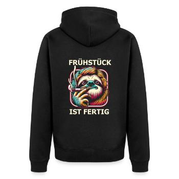 Rauchen Spruch Zigarette - Unisex Premium Bio Zip Hoodie - Schwarz - Hinten - Nico (187cm)