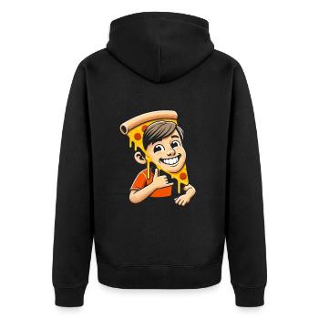 Pizzakopf - Unisex Premium Bio Zip Hoodie - Schwarz - Hinten - Nico (187cm)