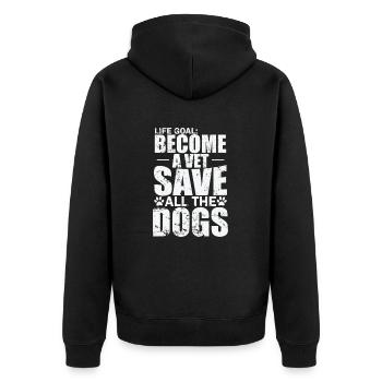 Life Goal become a Vet Save all the Dogs Veterinarian - Unisex Premium Organic Zip Hoodie - black - Back - Nico (187cm)