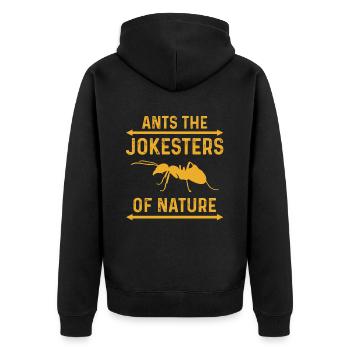 Ants the jokesters of nature - Unisex Premium Organic Zip Hoodie - black - Back - Nico (187cm)