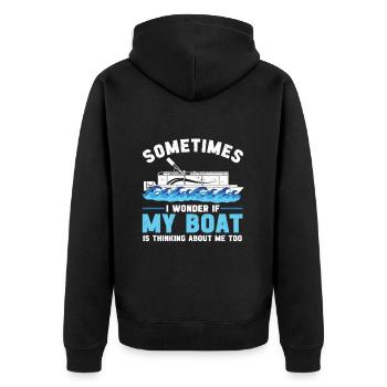 Bateau Ponton Bateau Capitaine de Bateau - Veste à capuche bio Premium Unisexe - noir - Dos - Nico (187cm)