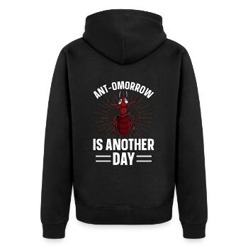 Antmorrow is another day - Unisex Premium Organic Zip Hoodie - black - Back - Nico (187cm)