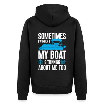 Bateau Ponton Bateau Capitaine de Bateau - Veste à capuche bio Premium Unisexe - noir - Dos - Nico (187cm)