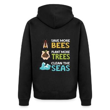Earth Day Climate Change Environmentalists - Unisex Premium Organic Zip Hoodie - black - Back - Nico (187cm)