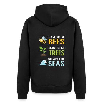 Earth Day Climate Change Environmentalists - Unisex Premium Organic Zip Hoodie - black - Back - Nico (187cm)