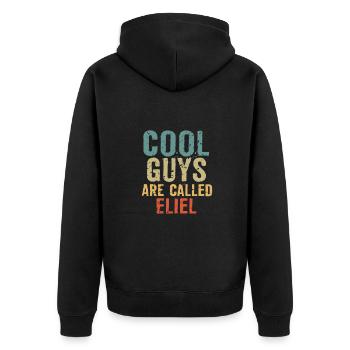 Cool guys are called Eliel - Unisex Premium Organic Zip Hoodie - black - Back - Nico (187cm)