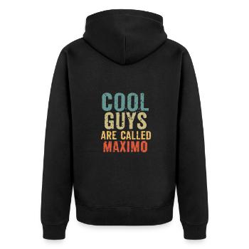 Cool guys are called maximo - Unisex Premium Organic Zip Hoodie - black - Back - Nico (187cm)