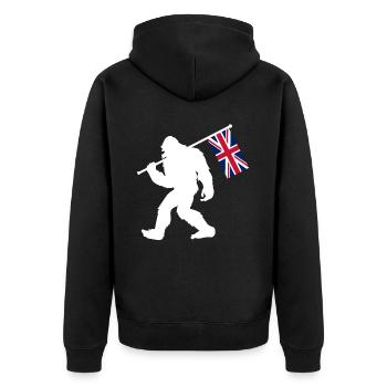 United Kingdom England Bigfoot - Unisex Premium Bio Zip Hoodie - Schwarz - Hinten - Nico (187cm)