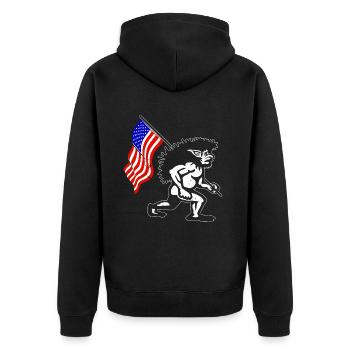 Folklore Fabelwesen Ureinwohner Amerikas Pukwudgie - Unisex Premium Bio Zip Hoodie - Schwarz - Hinten - Nico (187cm)