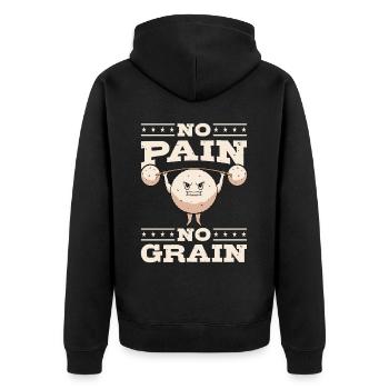 Asiatisches Essen Gebratener Reis Bowl - Unisex Premium Bio Zip Hoodie - Schwarz - Hinten - Nico (187cm)