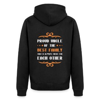Proud Uncle Saying Family - Unisex Premium Organic Zip Hoodie - black - Back - Nico (187cm)