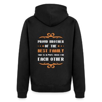 Stolzer Bruder Spruch Familie - Unisex Premium Bio Zip Hoodie - Schwarz - Hinten - Nico (187cm)