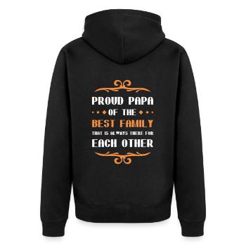 Proud Dad Saying Family Dad - Unisex Premium Organic Zip Hoodie - black - Back - Nico (187cm)