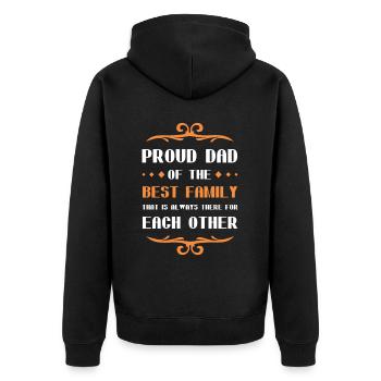 Stolzer Papa Vatertag Spruch Familie Dad - Unisex Premium Bio Zip Hoodie - Schwarz - Hinten - Nico (187cm)
