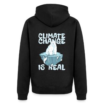 LE CHANGEMENT CLIMATIQUE EST RÉEL - Changement climatique Protection du climat - Veste à capuche bio Premium Unisexe - noir - Dos - Nico (187cm)
