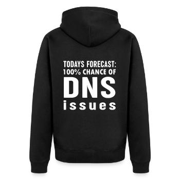 "Heute Prognose" Funny System Engineering Nerd - Unisex Premium Bio Zip Hoodie - Schwarz - Hinten - Nico (187cm)