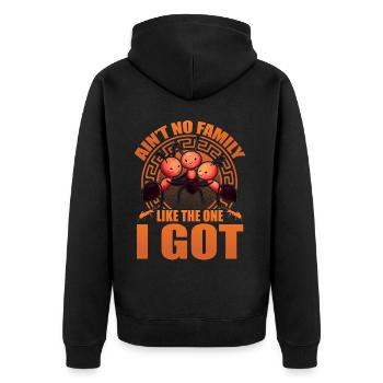 Ain't no family like the one I got - Unisex Premium Bio Zip Hoodie - Schwarz - Hinten - Nico (187cm)