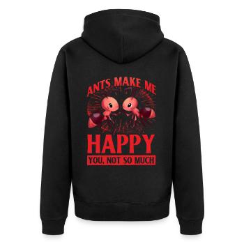 Ants make me happy you not so much - Unisex Premium Bio Zip Hoodie - Schwarz - Hinten - Nico (187cm)