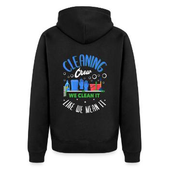 Cleaning Crew - Unisex Premium Organic Zip Hoodie - black - Back - Nico (187cm)