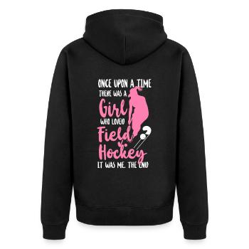 Field Hockey Once Upon A Time - Unisex Premium Organic Zip Hoodie - black - Back - Nico (187cm)