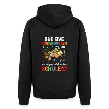 Bye Bye Kindergarten Ich Hänge Jetzt In Der Schule - Unisex Premium Bio Zip Hoodie - Schwarz - Hinten - Nico (187cm)