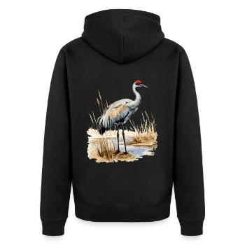 Vogelbeobachtung Sandhill Crane Nebraska Sandhill - Unisex Premium Bio Zip Hoodie - Schwarz - Hinten - Nico (187cm)