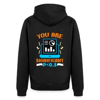 Data Analyst You Are Significant P < 0.5 Analyst - Unisex Premium Bio Zip Hoodie - Schwarz - Hinten - Nico (187cm)