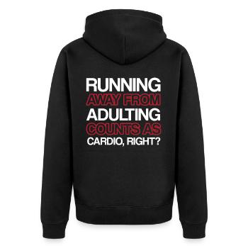 Running Away - Pumping Couvre Les Femmes Dans La Salle De Gym - Veste à capuche bio Premium Unisexe - noir - Dos - Nico (187cm)