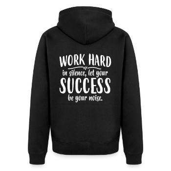 Working Hard - Mindset Motivation - Unisex Premium Organic Zip Hoodie - black - Back - Nico (187cm)