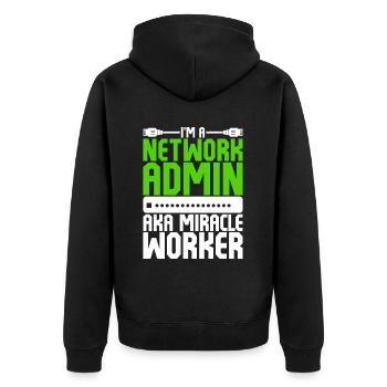 Programmierer Netzwerkadministrator - Unisex Premium Bio Zip Hoodie - Schwarz - Hinten - Nico (187cm)