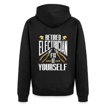 Retired Electrician Gift Electrician - Unisex Premium Organic Zip Hoodie - black - Back - Nico (187cm)