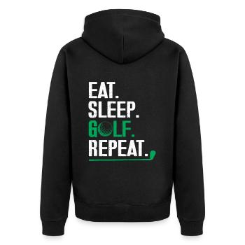 Golf Geschenk Für Golfer - Unisex Premium Bio Zip Hoodie - Schwarz - Hinten - Nico (187cm)