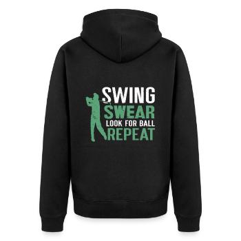 Golf Geschenk Für Golfer - Unisex Premium Bio Zip Hoodie - Schwarz - Hinten - Nico (187cm)